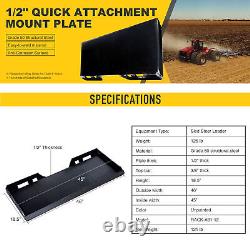 1/2 Mount Plate Quick Tach Attachment Hitch for Kubota Bobcat Skid Steer Loader