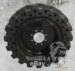 12x16.5 Solid Rubber Skid Steer Loader Tire with Comfort Ride Apertures- 4x Set