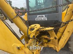 2002 New Holland 555E 2wd Tractor Loader Backhoe with Cab 4-1 Bucket Extend-A-Hoe
