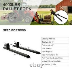 60 45 4000lb Clampon Pallet Fork Loader Bucket Skidsteer Tractor Quick Attach