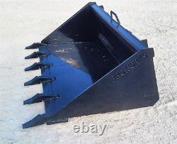 60 Low Profile Standard Duty Dirt Bucket with Teeth Fits Skid Steer QuickAttach