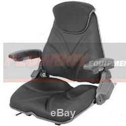 Black CLOTH Seat for TRACTOR LAWN MOWER SKIDSTEER LOADER FORKLIFT BACKHOE DOZER