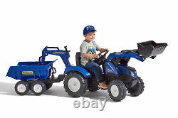 Falk New Holland T8 Pedal Tractor with Front Loader, Backhoe and Maxi tilt Tr