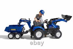 Falk New Holland T8 Pedal Tractor with Front Loader, Backhoe and Maxi tilt Tr