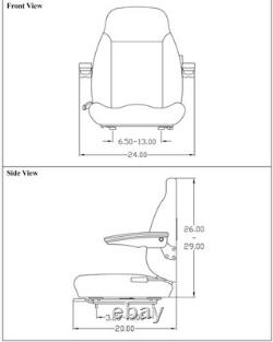 Fits New Holland Loader/Backhoe Seat Assembly withArms Gray Vinyl