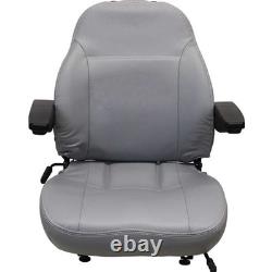 Fits New Holland Loader/Backhoe Seat Assembly withArms Gray Vinyl