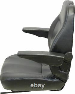 Fits New Holland Wheel Loader Seat Assembly withArms Black Vinyl