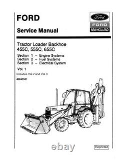 Ford 455C, 555C, 655C Tractor Loader Backhoe Service Manual Repair Shop Book
