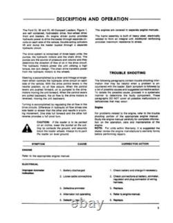 Ford New Holland CL30, CL40 Compact Loader Service Manual Repair Shop Book