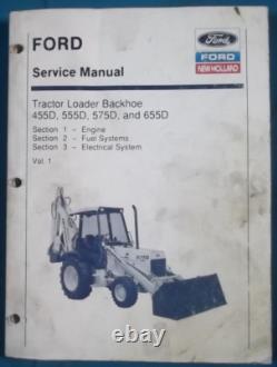 New Holland 455c 555c 655c Backhoe Loader Service Shop Repair Manual Book