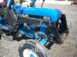 New Holland 5030 tractor, 2WD, Bush Hog 2446QT loader