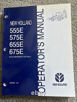 New Holland 555E 575E 655E 675E tractor loader backhoe factory operators manual