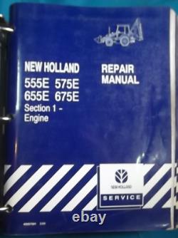 New Holland 555e 575e 655e 675e Backhoe Loader Service Repair Manual Book