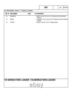 New Holland 730, 735, 740 Loader Parts Catalog Manual Exploded Diagrams Book