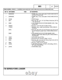 New Holland 730, 735, 740 Loader Parts Catalog Manual Exploded Diagrams Book