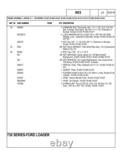 New Holland 730, 735, 740 Loader Parts Catalog Manual Exploded Diagrams Book