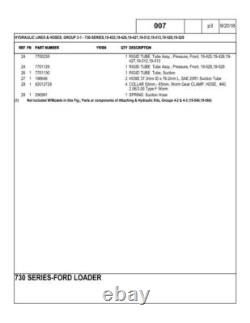 New Holland 730, 735, 740 Loader Parts Catalog Manual Exploded Diagrams Book