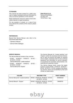 New Holland B100C, B100CLR, B100CTC, B110C, B110CTC, B115C Backhoe Service Manual