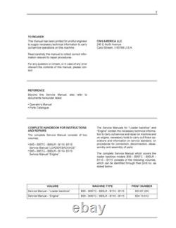 New Holland B95, B95TC, B95LR, B110, B115 Backhoe Loader Service Manual Repair