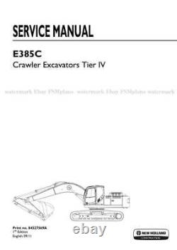 New Holland E385C Tier IV Crawler Excavators Repair Service Manual on Paper