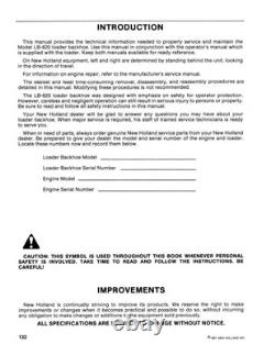 New Holland General LB-620 Loader Backhoe Service Manual Repair Shop Book