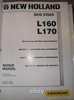 New Holland L160 L170 Skid Steer Loader Service Shop Repair Workshop Book Manual