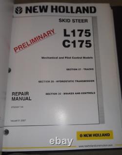 New Holland L175 C175 Skid Steer Loader Service Shop Repair Book Manual
