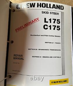 New Holland L175 C175 Skid Steer Preliminary Repair Service Manual Binder