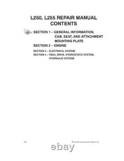 New Holland L250, L255 Skid Steer Loader Service Manual Repair Shop Book