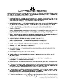 New Holland LW170, LW190 Wheel Loader Service Manual Repair Shop Book