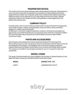New Holland LW270 Wheel Loader Service Manual Repair Shop Book