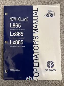New Holland OEM Operators Manual for L865, LX865, LX885, Original 1998 Skidsteer