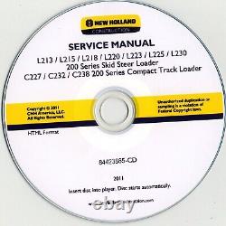 New Holland Skid Steer C227 C232 C238 Loader Service Repair Manual CD 84423865