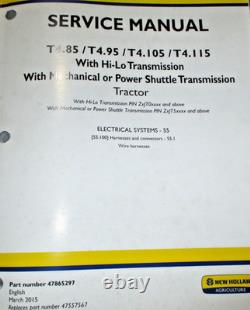 New Holland T4.85 T4.95 T4.105 T4.115 Tractor ELECTRICAL & LOADER Service Manual