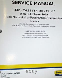 New Holland T4.85 T4.95 T4.105 T4.115 Tractor ELECTRICAL & LOADER Service Manual