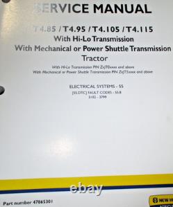 New Holland T4.85 T4.95 T4.105 T4.115 Tractor ELECTRICAL & LOADER Service Manual
