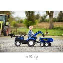 New Holland T8 Tractor With Front Loader Backhoes And Trailer For Children Toys