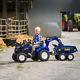 New Holland T8 Tractor with Front Loader, Backhoe and Trailer, Farm Vehicle, Toy