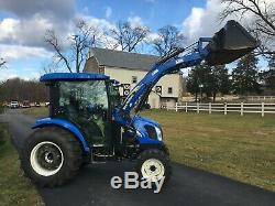 New Holland TC45DA Diesel Tractor, Factory Cab, 45HP, Hydro, R4 Tires, NH Loader