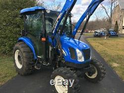 New Holland TC45DA Diesel Tractor, Factory Cab, 45HP, Hydro, R4 Tires, NH Loader