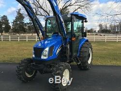 New Holland TC45DA Diesel Tractor, Factory Cab, 45HP, Hydro, R4 Tires, NH Loader