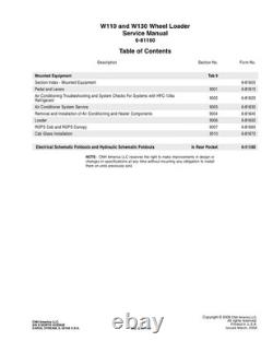 New Holland W110, W130 Wheel Loader Service Manual Repair Shop Book