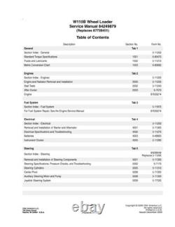 New Holland W110B Tier 3 Wheel Loader Service Manual Repair Shop Book