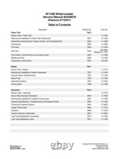 New Holland W110B Tier 3 Wheel Loader Service Manual Repair Shop Book