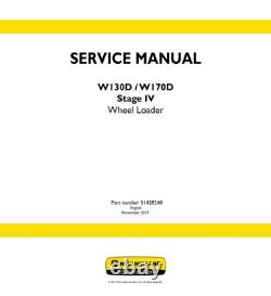 New Holland W130D, W170D Stage IV Wheel Loader Service Manual Repair Shop Book