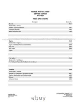 New Holland W170B Repair Service Manual FREE PRIORITY MAIL