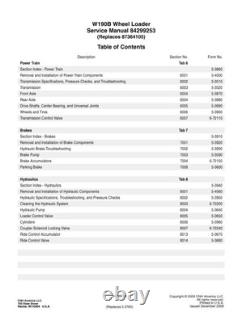 New Holland W190B Tier 3 Wheel Loader Service Manual Repair Shop Book