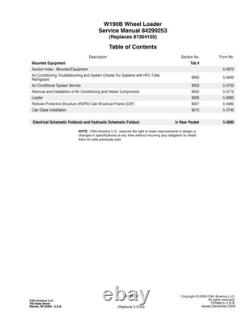 New Holland W190B Tier 3 Wheel Loader Service Manual Repair Shop Book