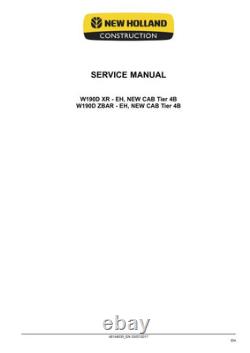 New Holland W190D Stage IV Wheel Loader Service Manual Repair Shop Book
