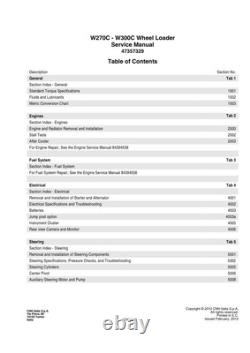 New Holland W270C, W300C Wheel Loader Service Manual Repair Shop Book